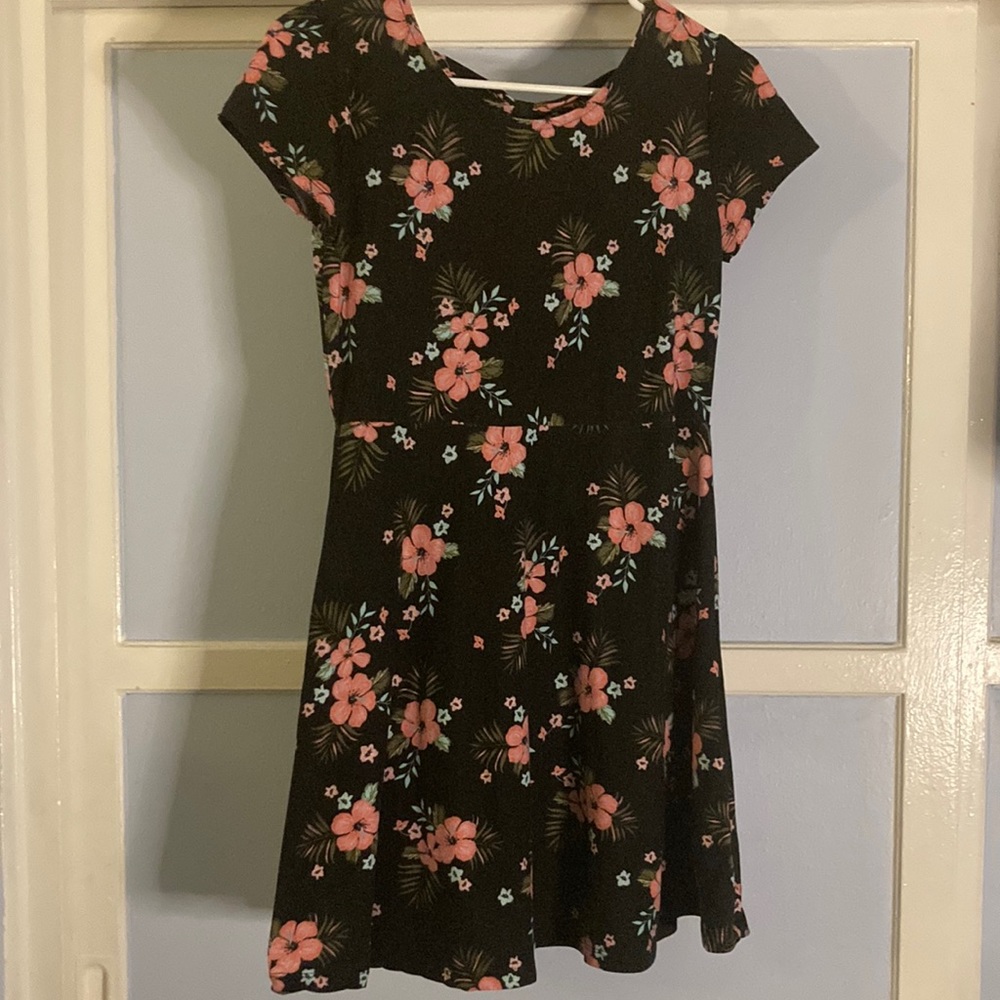 Girls Black Floral Dress